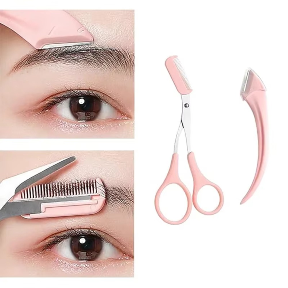 Grooming Men'S Eyebrows - Eyebrow Trimmer Set Curved Razor Scissors